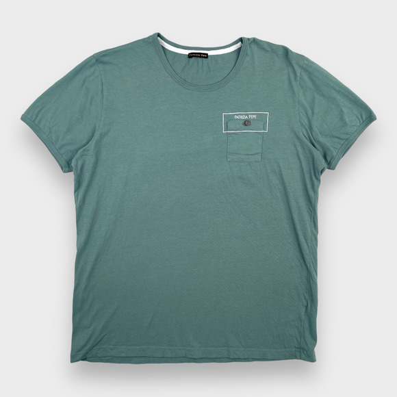 Patrizia Pepe Short Sleeve Blue Green Pocket Logo T Shirt Women's Size XL - Picture 1 of 12